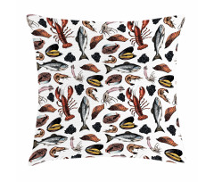 Vintage Seafood Concept Pillow Cover