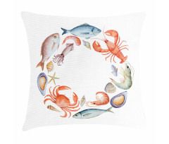 Aquarelle Tasty Seafood Pillow Cover