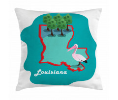 State Map with Bird Pillow Cover