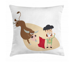 Cartoon Matador Bull Pillow Cover