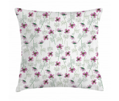 Cosmos Flowers in Pink Pillow Cover