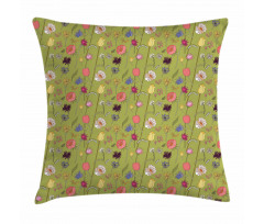 Messy Flowers on Green Pillow Cover