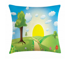 Hills Sunrise Landscape Pillow Cover