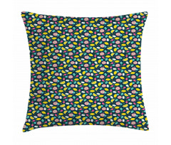 Doodle Style Vegan Food Pillow Cover