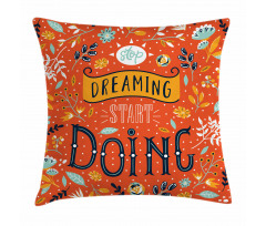 Motivational Slogan Leaf Pillow Cover