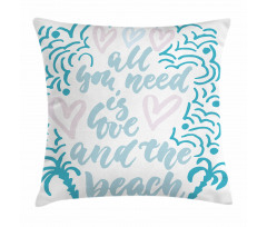 Wavy Lines Nautical Love Pillow Cover
