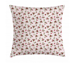 Rose Bouquet on Polka Dots Pillow Cover