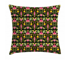 Exotic Flowers Feathers Pillow Cover