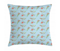 Vibrant Blossoms on Tartan Pillow Cover