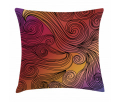 Doodle Waves with Stripes Pillow Cover