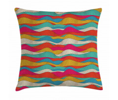Retro Colorful Wave Design Pillow Cover