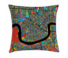 Colorful City Map Pillow Cover