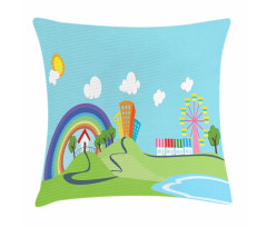 Cartoon Village Pillow Cover