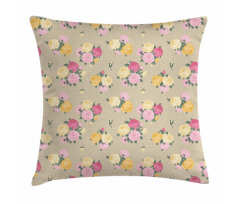 Vintage Rose Bunches Dots Pillow Cover