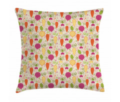 Doodle Root Vegetable Pillow Cover