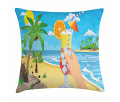 Tropical Cocktail Glass Pillow Cover
