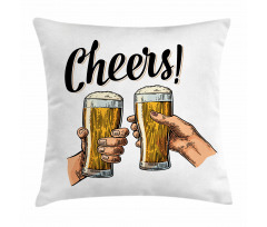 2 Hands Beer Cheers Pillow Cover