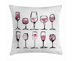 Sketch Wine Glasses Pillow Cover