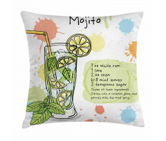 Mojito Cocktail Recipe Pillow Cover