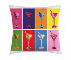 Colorful Martini Glass Pillow Cover