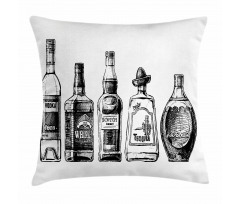 Ink Drawing Beverages Pillow Cover