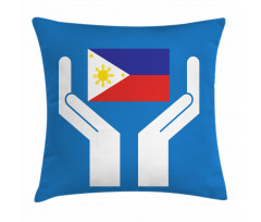 Hands Showing Flag Pillow Cover