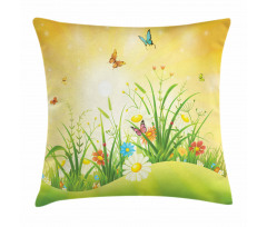 Colorful Meadow Scenery Pillow Cover