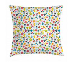 Cartoon Elements Birds Pillow Cover