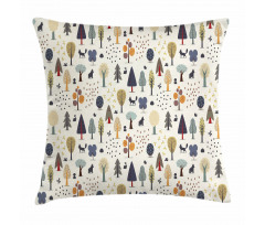 Woodland Trees Animals Pillow Cover