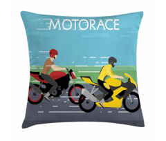 2 Bikers Racing Pillow Cover