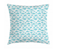 Blue Ornate Sky Motifs Pillow Cover