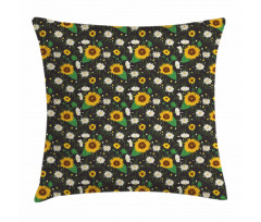 Daisy Buds Sunflower Pillow Cover