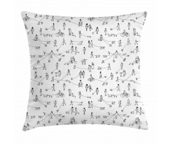 People Walking Dogs Pillow Cover