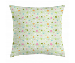 Colorful Stars on Pale Green Pillow Cover