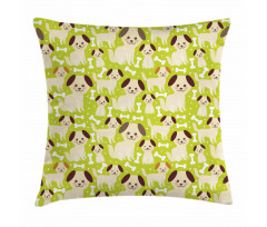 Puppies with Smiling Faces Pillow Cover