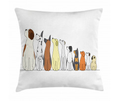 Dogs in a Row Looking Away Pillow Cover