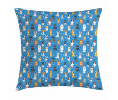 Canine Puppy Joyful Pets Paws Pillow Cover