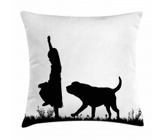 Little Girl Walking a Dog Pillow Cover