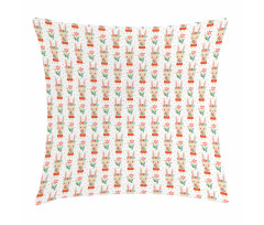 Baby Bunny Holding a Bouquet Pillow Cover