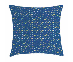 Cartoon UFOs in Night Sky Pillow Cover