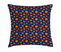 Cheerful Planets and Rockets Pillow Cover