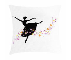 Dancer Silhouette Flowers Pillow Cover