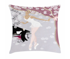 Old Ballroom and Pianist Pillow Cover