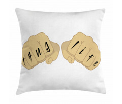 Male Fists with Tattoo Pillow Cover