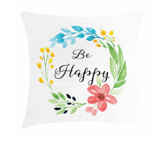 Watercolor Floral Wreath Pillow Cover
