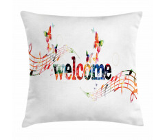 Music Notes and Butterflies Pillow Cover