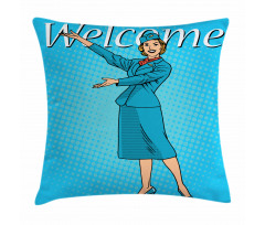 Pop Art Retro Stewardess Pillow Cover
