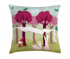 Forest with Pink Trees Pillow Cover
