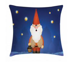 Elf at Night with a Lantern Pillow Cover