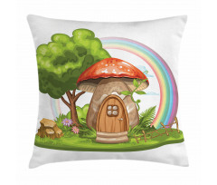 Magic World Mushroom House Pillow Cover